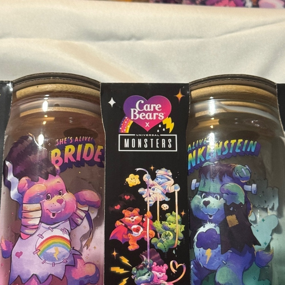 Care Bears X universal monsters  glass tumbler set - Picture 3 of 5